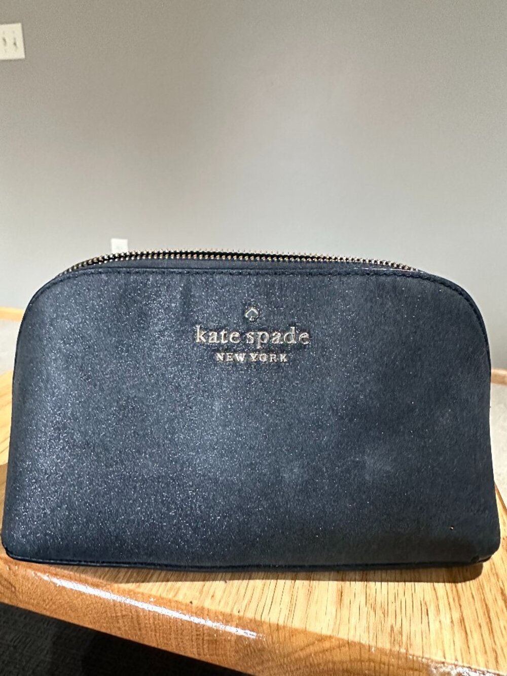 Kate Spade Black Glitter Dome Cosmetic/Makeup Pouch